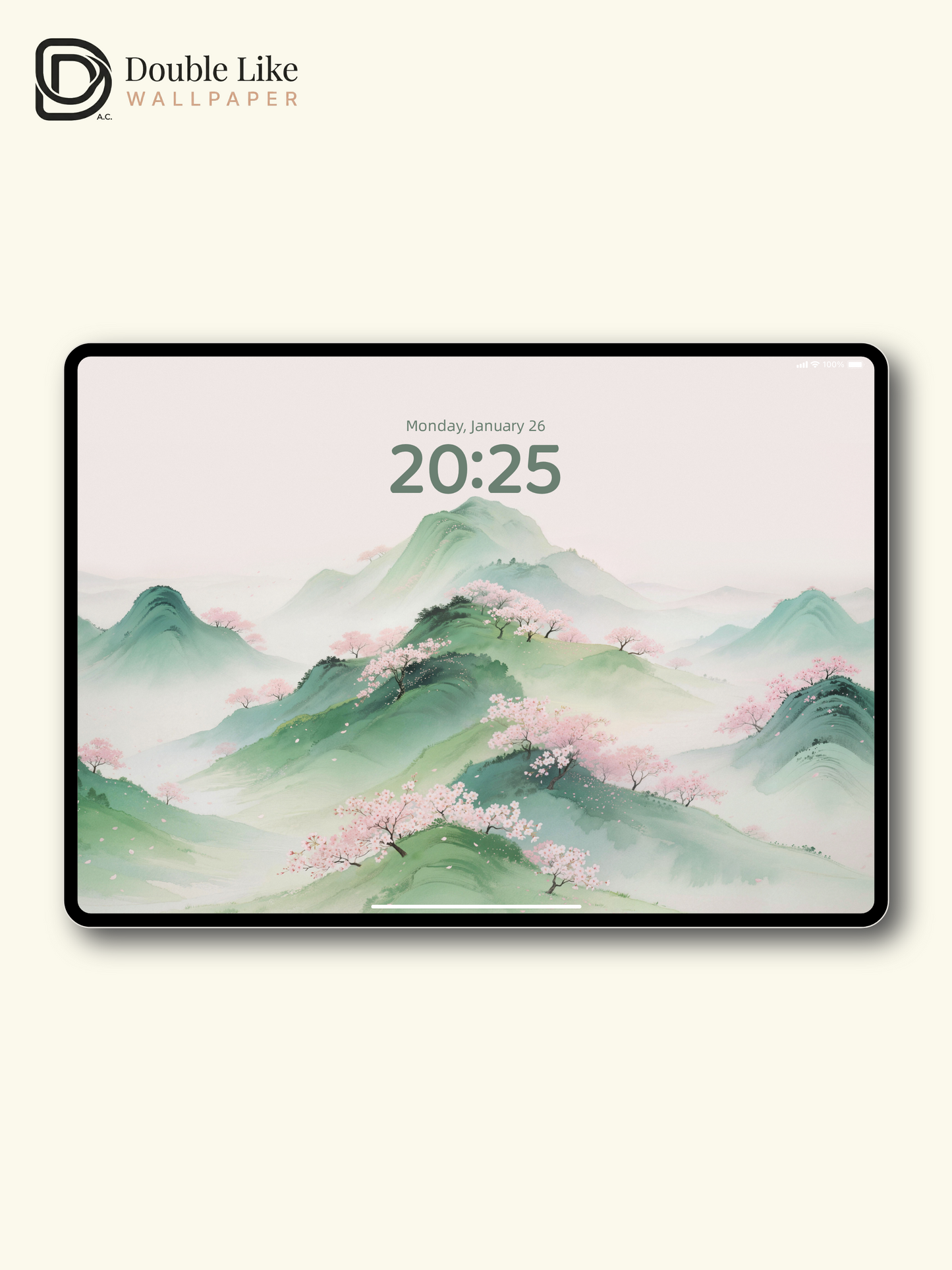 Green Mist Spring Mountains With Pink Peach Blossoms Calm Romantic Chinese Landscape Wallpaper Pack [#LFHL30421]