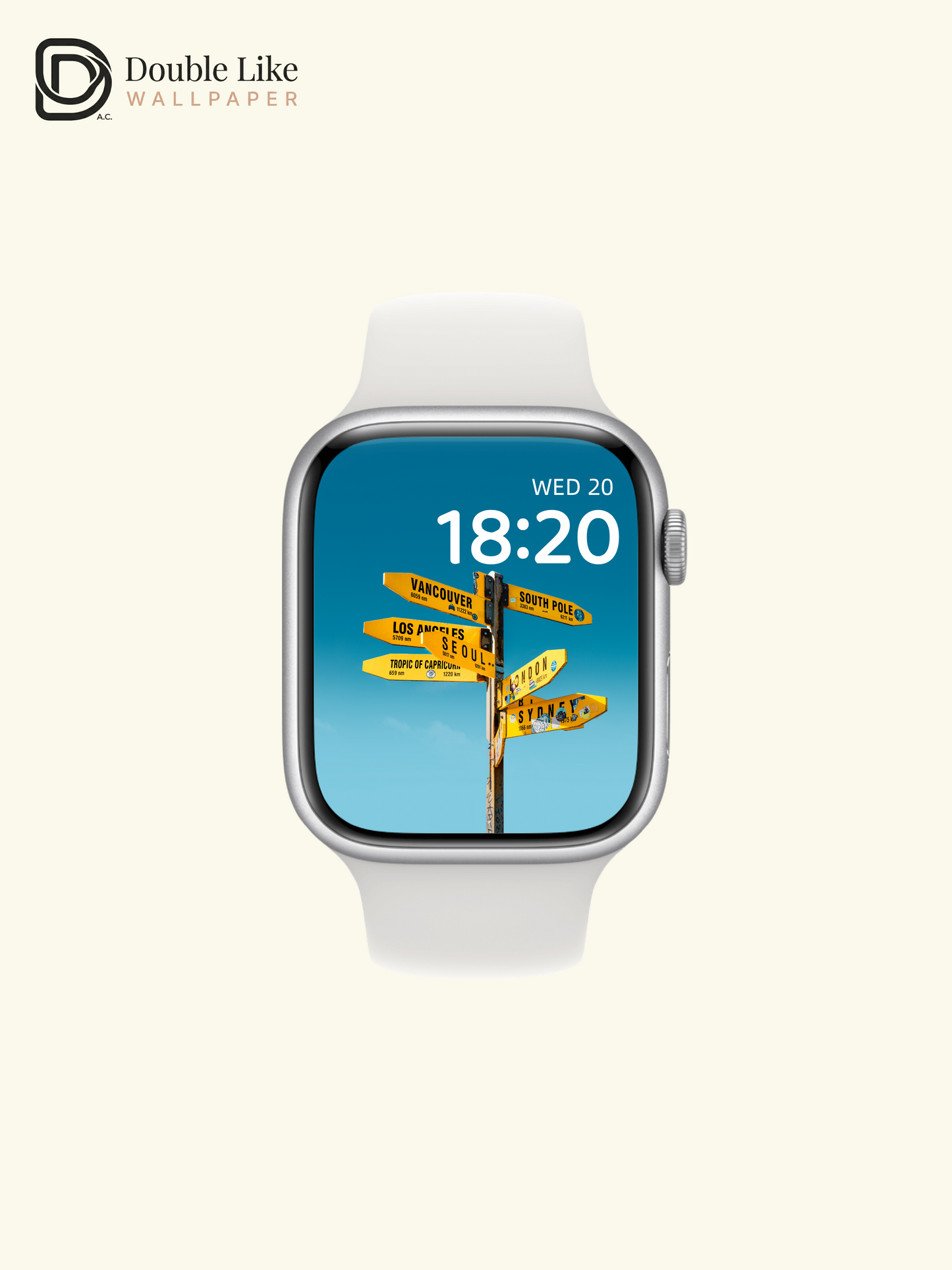 Yellow Travel Signpost Clear Blue Sky Minimalist Aesthetic Wallpaper Pack [#ZMY538]