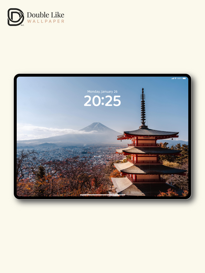 Mount Fuji Chureito Pagoda Autumn Landscape Aesthetic Wallpaper Pack [#ZMY343]
