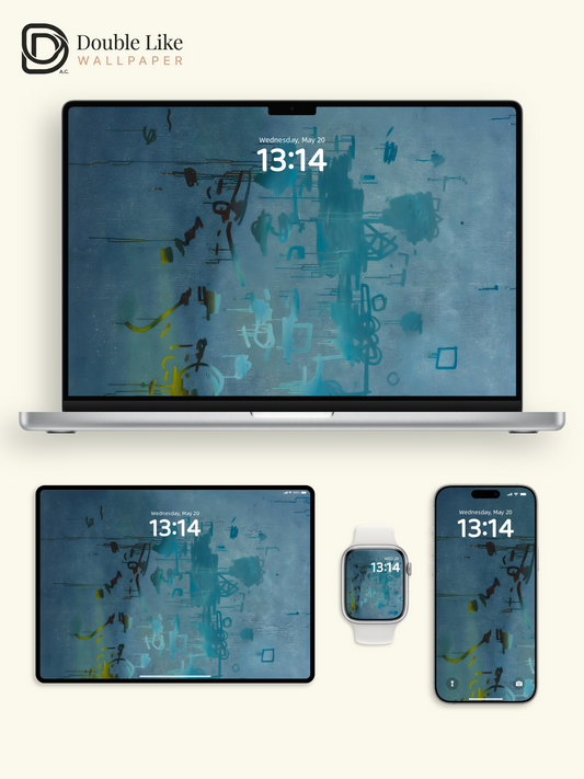 Icy Blue Minimal Abstract Vibe Full Wallpaper Set [#ZMY375]