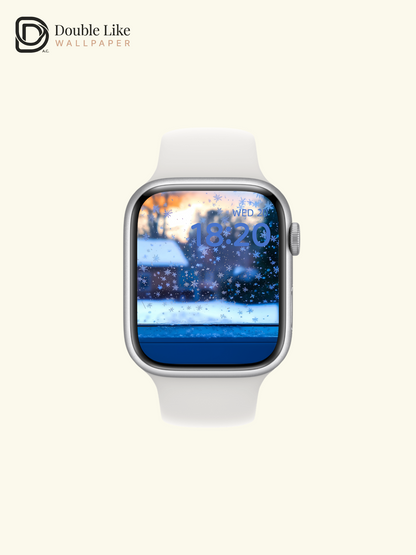 Frosty Snowflakes Window View Peaceful Winter Wallpaper Pack [#ZJYX0337]