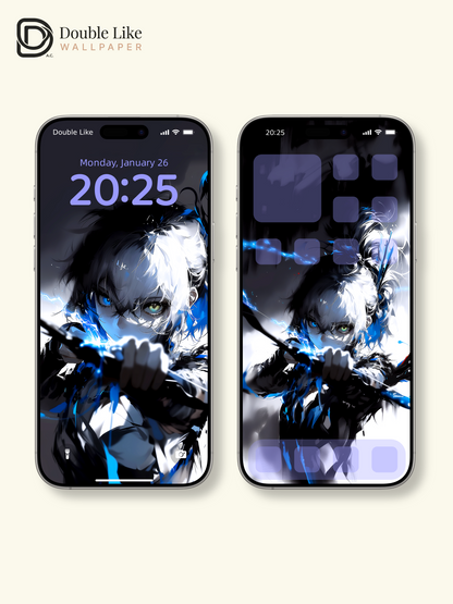 Anime Archer Girl Electric Lightning Glow Focus Aesthetic Wallpaper Pack [#HW1496]