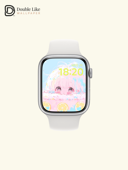 Cute Pastel Lemon Girl Peeking Cream Cake Kawaii Aesthetic Wallpaper Pack [#HW1501]