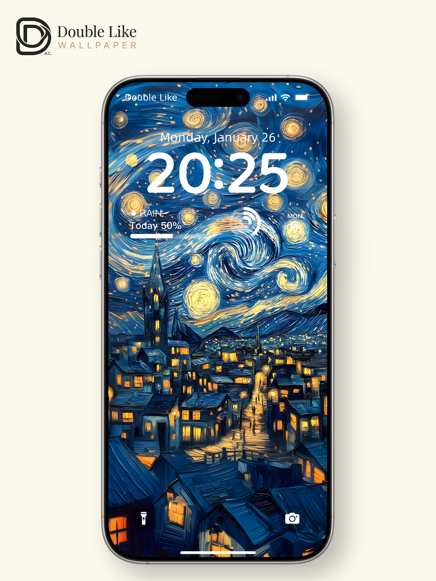 Classic Starry Night Van Gogh Style Artistic Oil Painting Wallpaper Pack [#ZMY017]