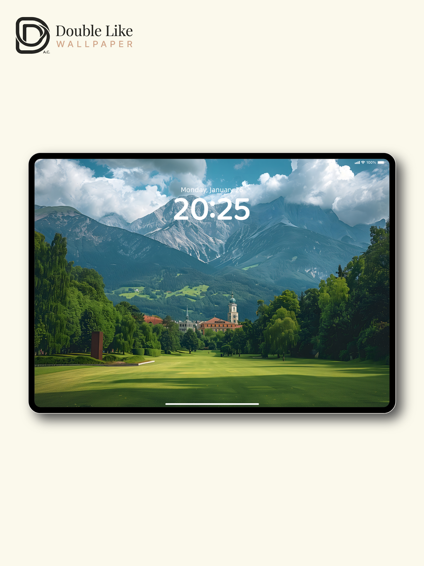 Peaceful Alpine Town Mountain Landscape Lock Screen Wallpaper Pack [#ZJYX0197]