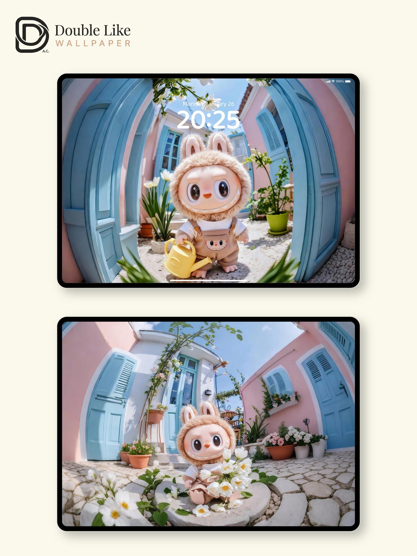 Summer Garden Healing Diary · Cute LABUBU Wallpaper Set [#JJ56]