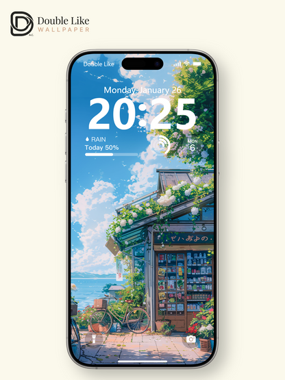 Aesthetic Summer Seaside Cafe Anime Aesthetic Wallpaper Pack [#WGF105]