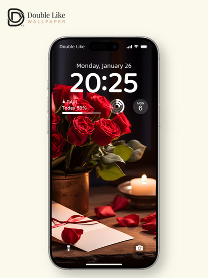 Romantic Red Roses Candlelight Valentine Lock Screen Wallpaper Pack [#ZJYX0114]
