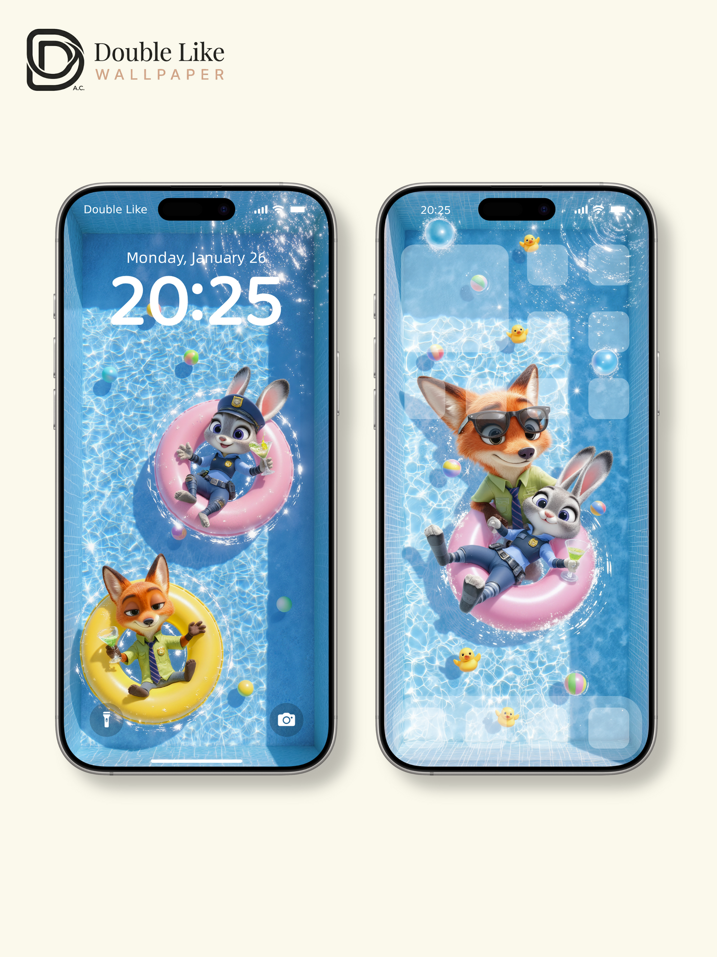 "Just Right — Holiday Pool Day" Summer Duo Wallpaper Set [#D30]