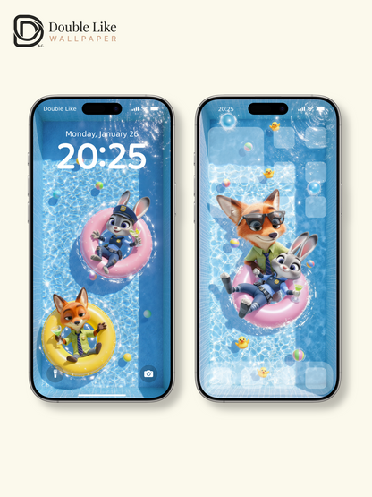 "Just Right — Holiday Pool Day" Summer Duo Wallpaper Set [#D30]