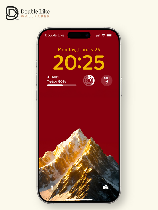 Golden Hour Snow Peak Red Sky Minimalist Aesthetic Wallpaper Pack [#ZMY371]