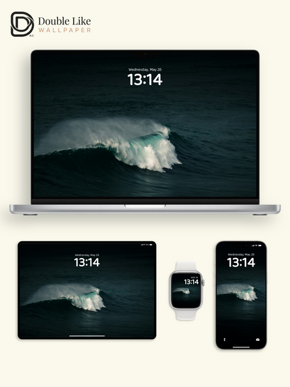 Dark Minimalist Ocean Wave Crashing Aesthetic Wallpaper Pack [#ZMY527]