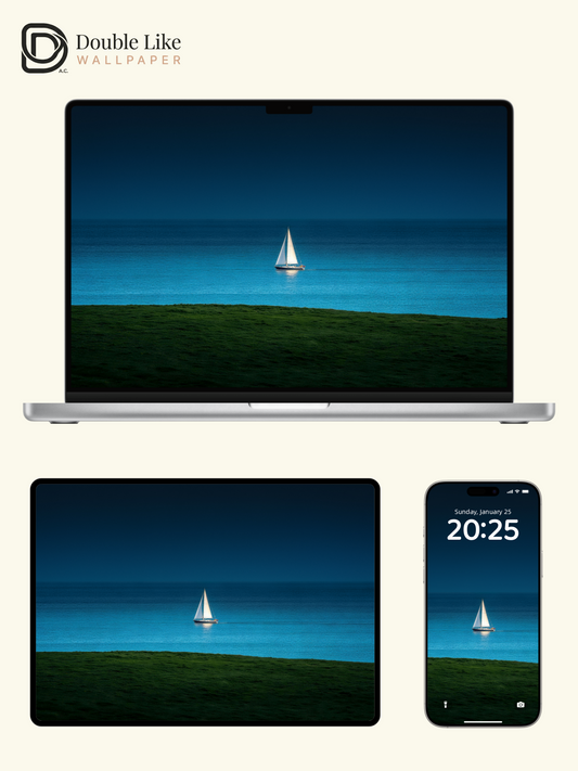 Minimalist Ocean Sailboat Aesthetic Wallpaper Pack for Phone Pad and PC [#LFHL30603]