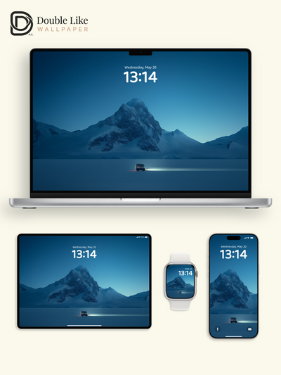 Minimal Snow Mountain Adventure Van Dawn Ambient Landscape Wallpaper Pack [#JJ1218]