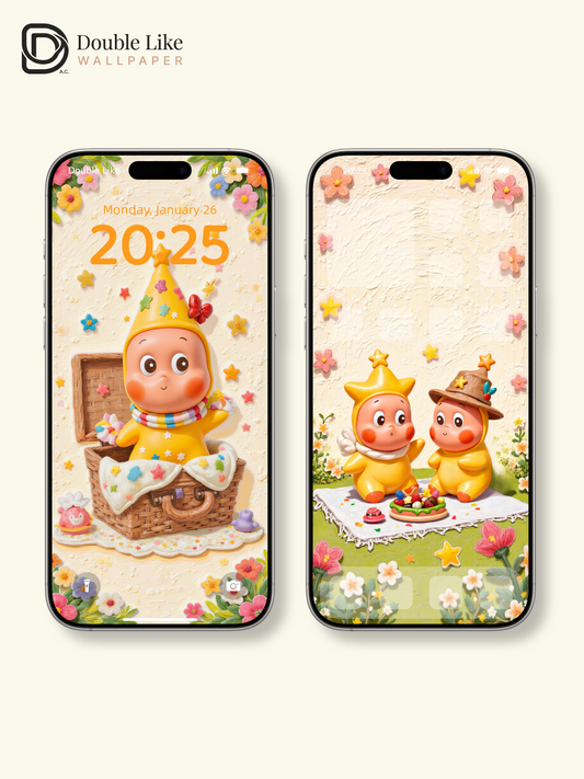 Starlight Buddy Picnic Day | Cozy Cute Dreamy Wallpaper Pack [#JJ188]