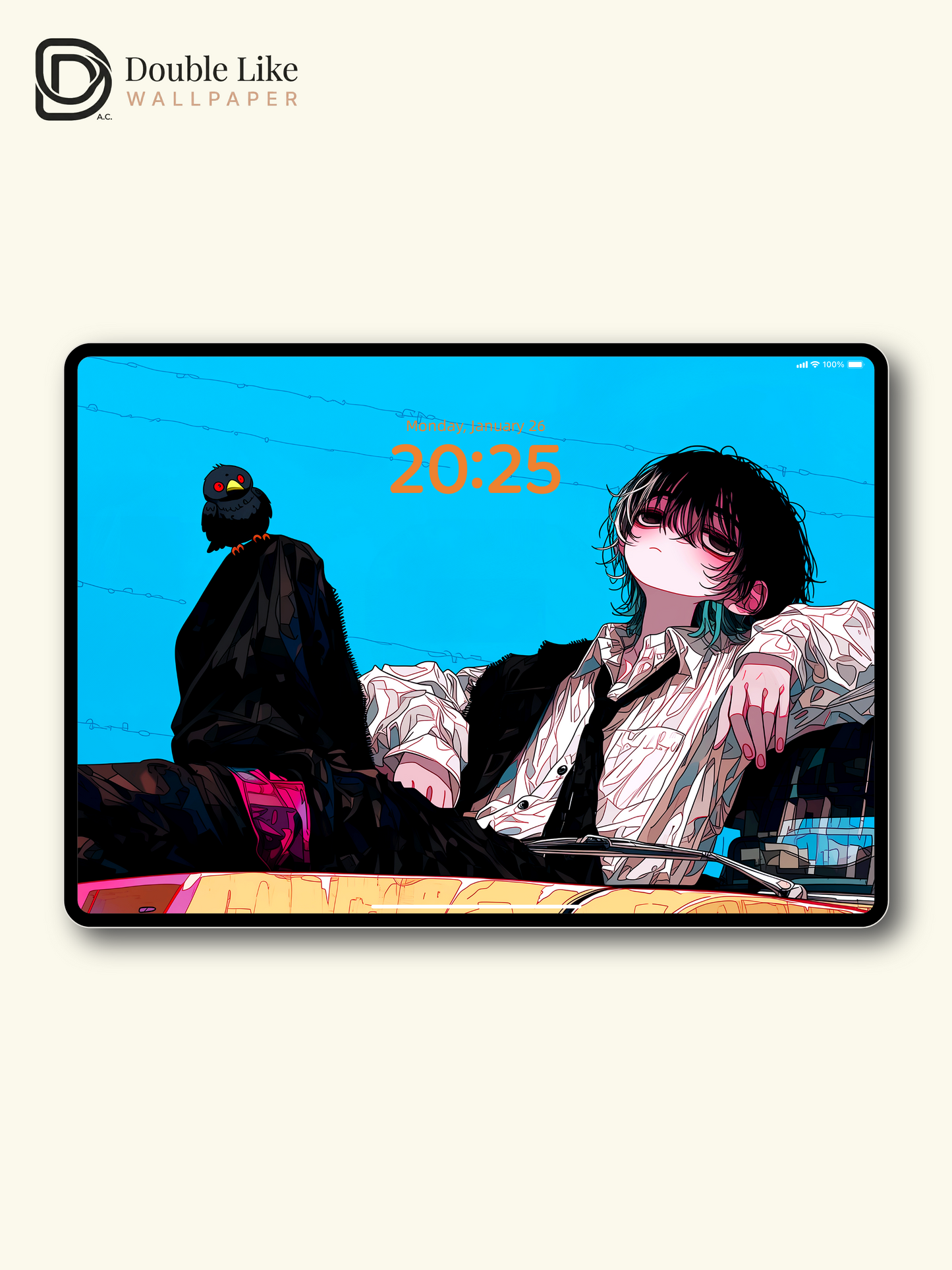 Retro Anime Boy Yellow Car Cyan Sky Urban Grunge Aesthetic Wallpaper Pack [#HW1514]