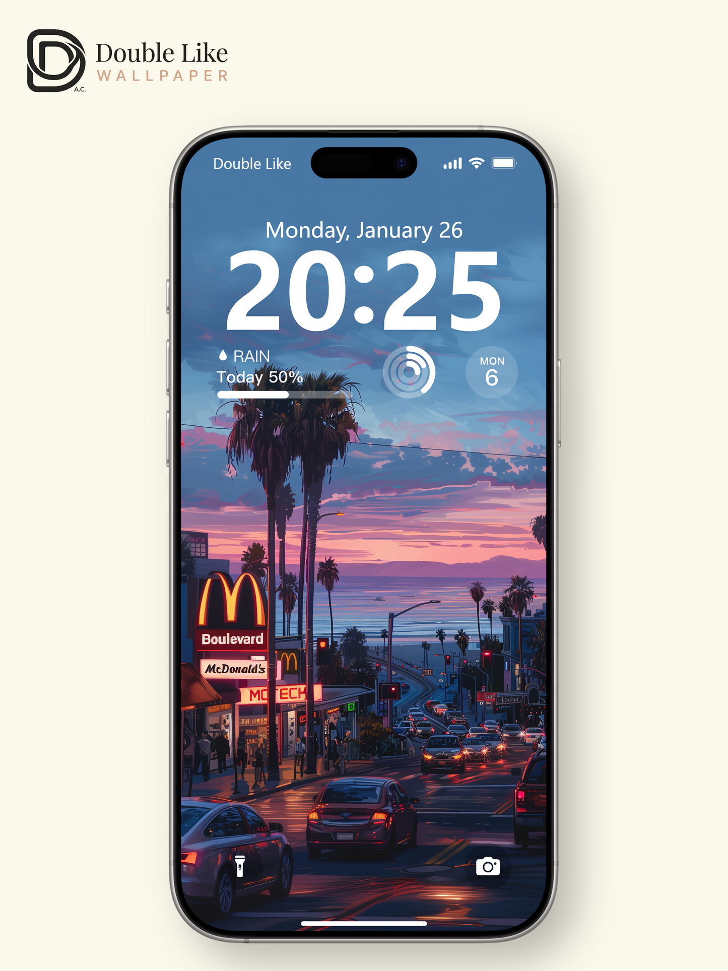 Retro Sunset Coastal Boulevard Palm Trees Anime Aesthetic Wallpaper Pack [#WGF095]