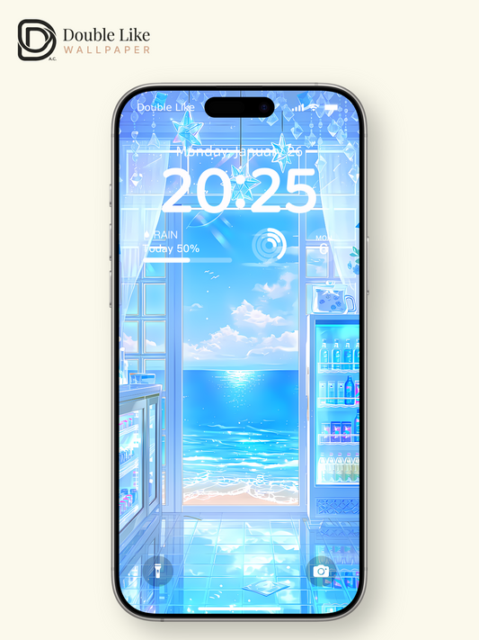 "Seaside Convenience Store – Blue Summer" Anime Illustration Wallpaper Set [#LFHL1011]