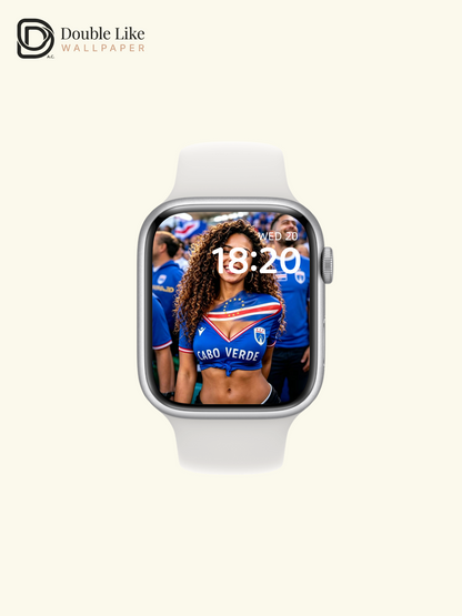 Happy Cape Verde Female Football Fan Portrait Wallpaper Pack [#HWWc019]