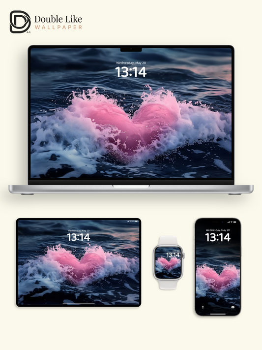 Pink Heart Water Splash Ocean Aesthetic Wallpaper Pack [#ZJYX0301]