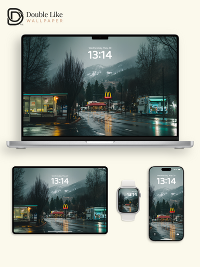 Cinematic Rainy Night City Street Neon Landscape Wallpaper Pack [#JJ1316]