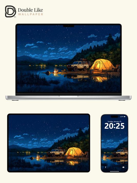 Starry Night Lake Camping Anime Aesthetic Wallpaper Pack [#WGF119]