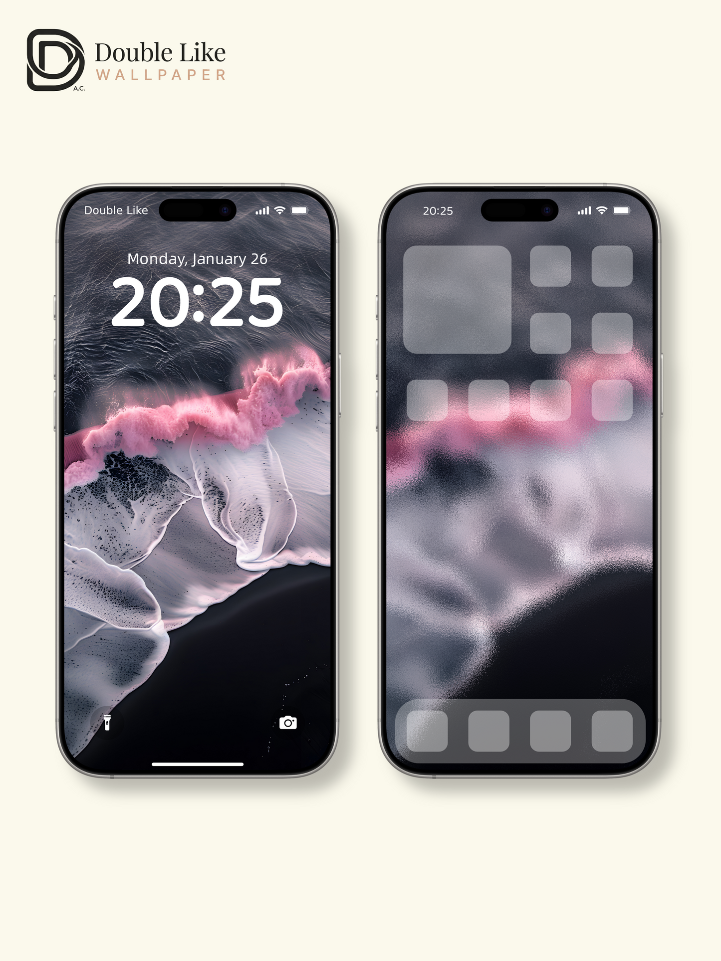 Surreal Pink Wave Dark Beach Aesthetic Wallpaper Pack [#ZJYX0199]