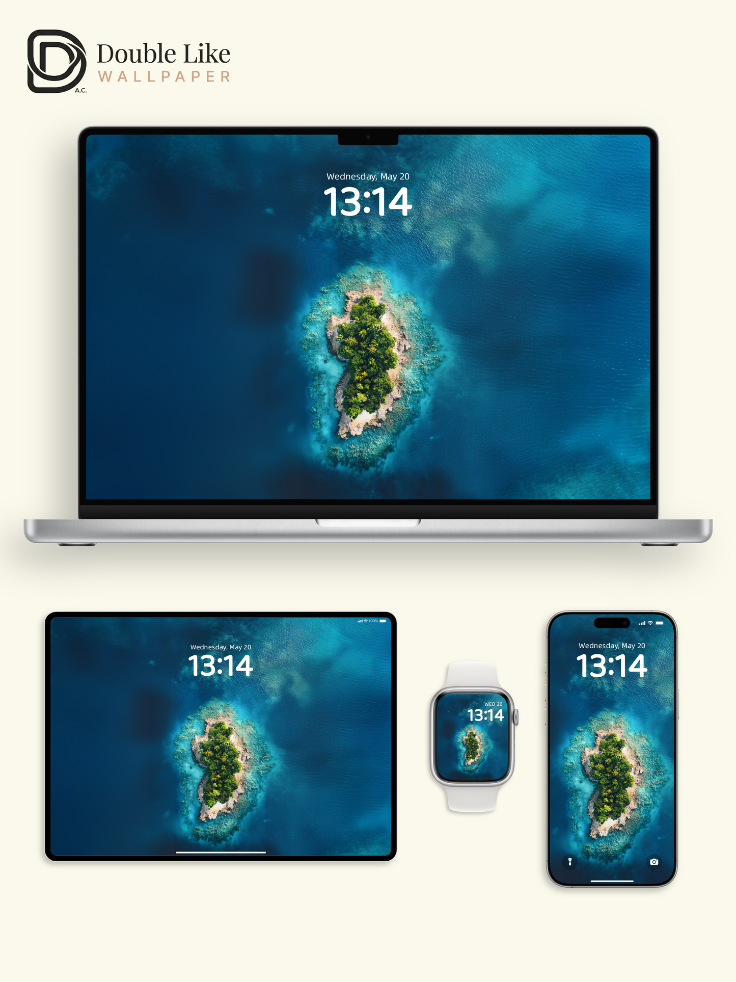 Aerial Tropical Desert Island Ocean Nature Landscape Wallpaper Pack [#JJ1298]