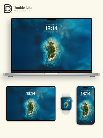 Aerial Tropical Desert Island Ocean Nature Landscape Wallpaper Pack [#JJ1298]