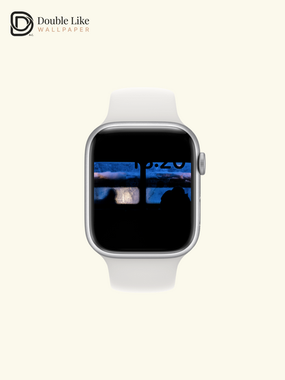 Dark Blue Frosty Bus Window Night Minimalist Aesthetic Wallpaper Pack [#ZMY529]
