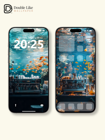 Underwater Aquarium Coffee Bar Fantasy Aesthetic Wallpaper Pack [#WGF081]