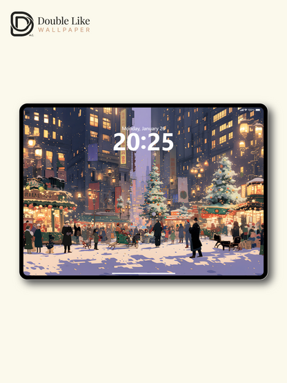 Cozy Christmas City Market Anime Inspired Aesthetic Wallpaper Pack [#WGF067]