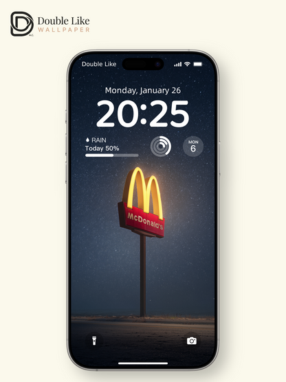 Starry Night Highway Glowing McDonald's Sign Aesthetic Wallpaper Pack [#JJ21013]