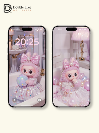Pink Bubble Bath Dream · Cute Fantasy Bunny Wallpaper Set [#JJ62]