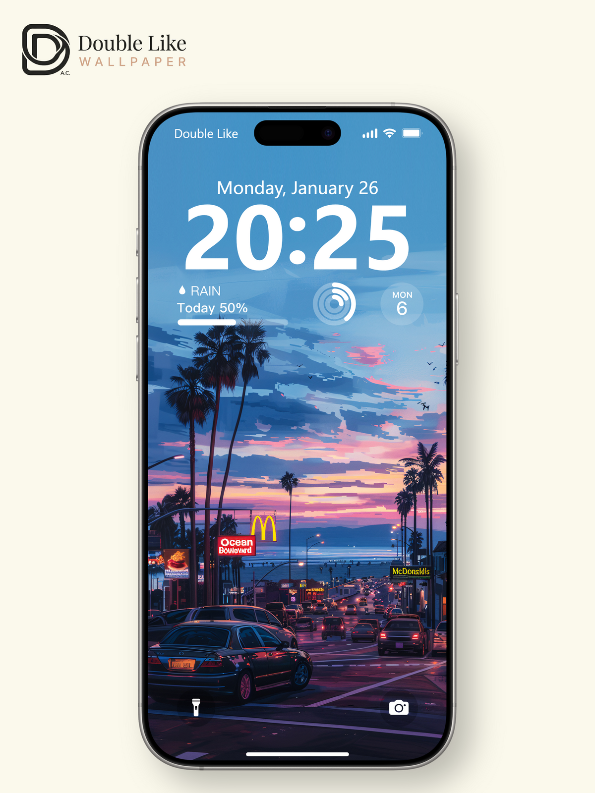 Retro Sunset Ocean Boulevard Palm Trees Anime Aesthetic Wallpaper Pack [#WGF090]