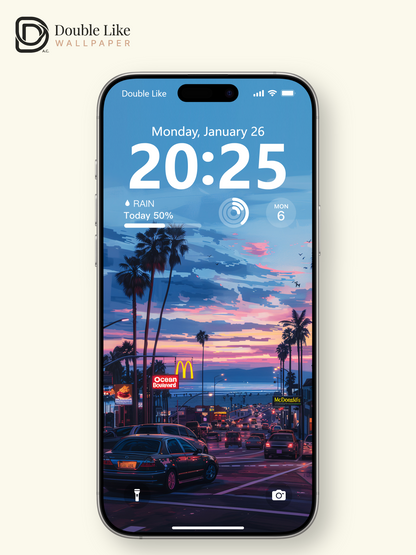 Retro Sunset Ocean Boulevard Palm Trees Anime Aesthetic Wallpaper Pack [#WGF090]