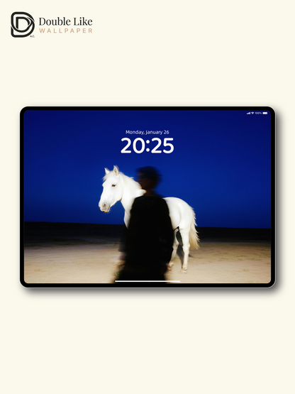 "Blue Hour Silhouette" White Horse Atmospheric Wallpaper Set [#LFHL30514]