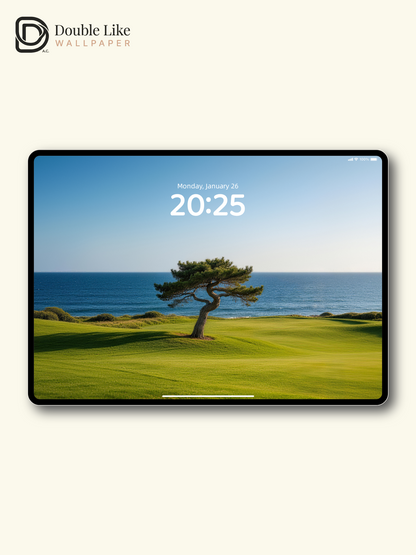 Coastal Lone Pine Blue Sea Healing Inspirational Scenery Wallpaper Pack [#LFHL30325]