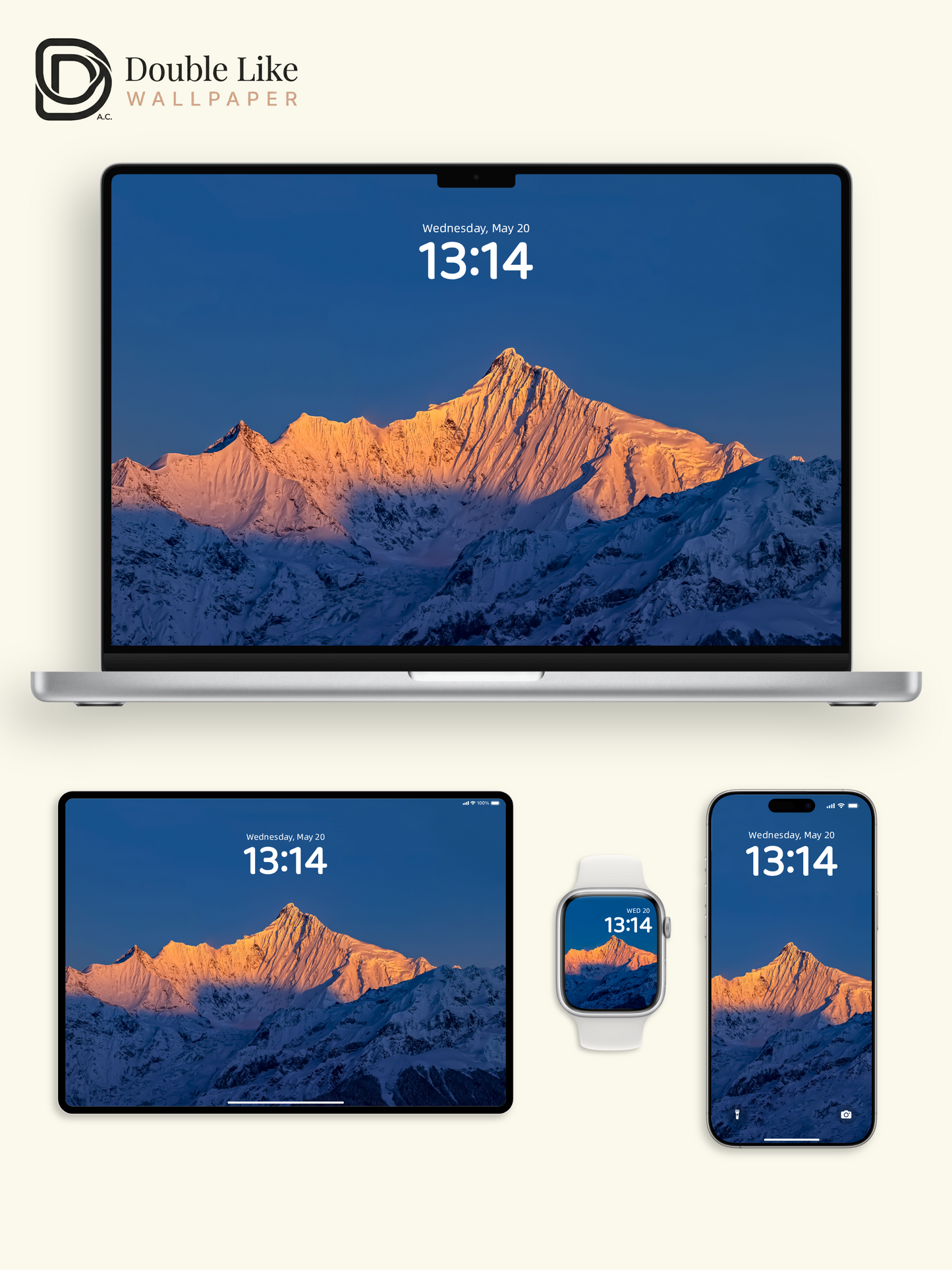 Golden Hour Snow Mountain Inspirational Landscape Wallpaper Pack [#ZMY174]