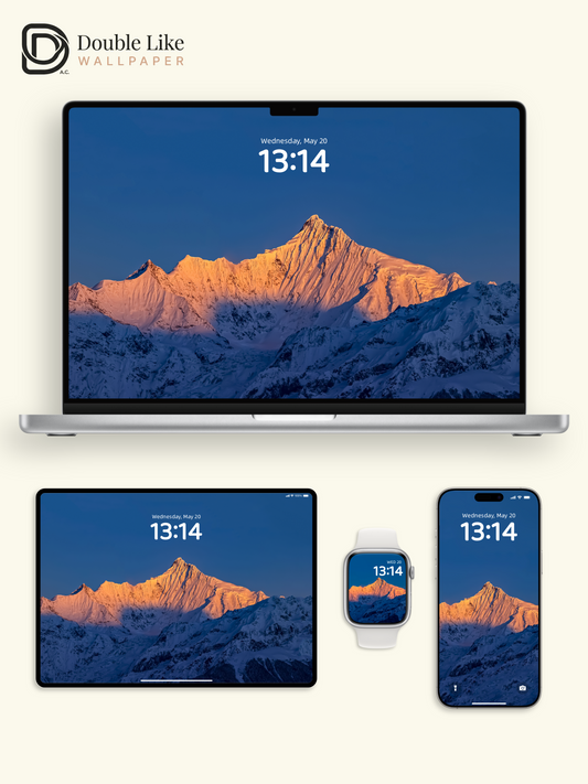 Golden Hour Snow Mountain Inspirational Landscape Wallpaper Pack [#ZMY174]