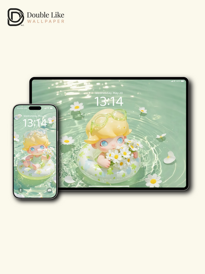 Summer Float Dream 🌿 Cute IP Pool Wallpaper Set for Phone & Tablet [#JJ123]