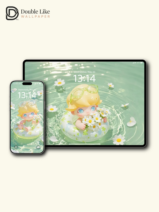 Summer Float Dream 🌿 Cute IP Pool Wallpaper Set for Phone & Tablet [#JJ123]