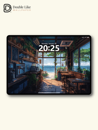 Seaside Coffee Shop Anime Inspired Aesthetic Wallpaper Pack [#WGF055]
