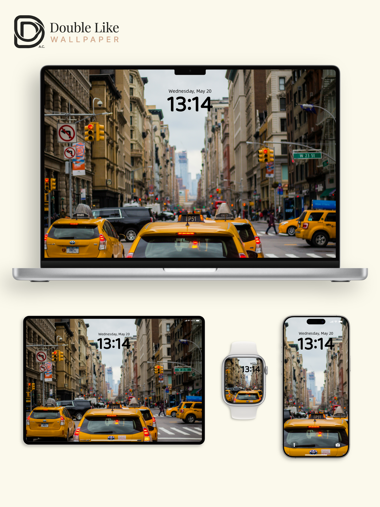 New York Yellow Taxi Street Vintage Cinematic Aesthetic Wallpaper Pack [#ZMY536]