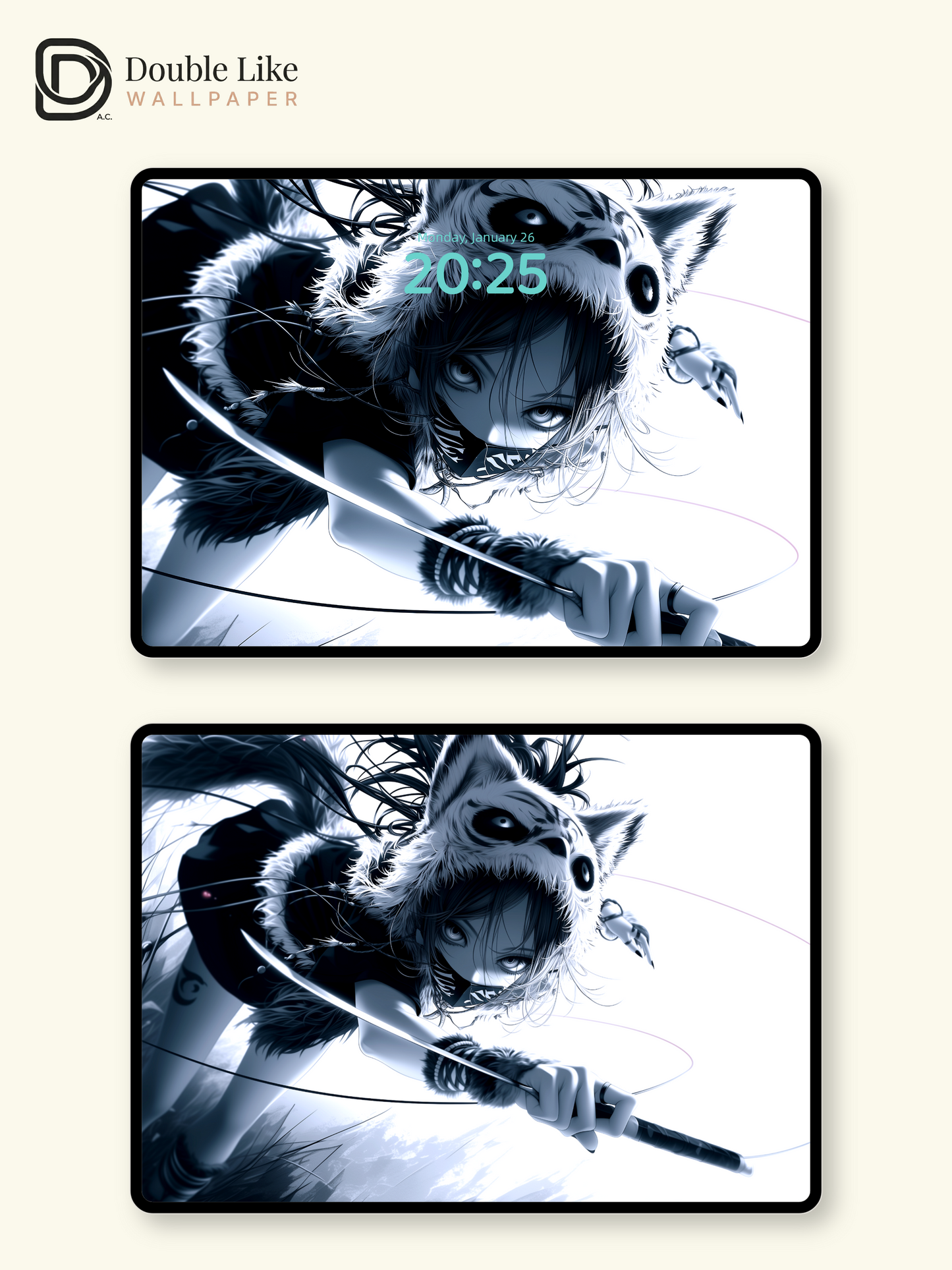 Dark Anime Wolf Warrior Girl Blade Manga Aesthetic Wallpaper Pack [#HW1493]