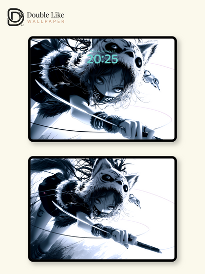 Dark Anime Wolf Warrior Girl Blade Manga Aesthetic Wallpaper Pack [#HW1493]