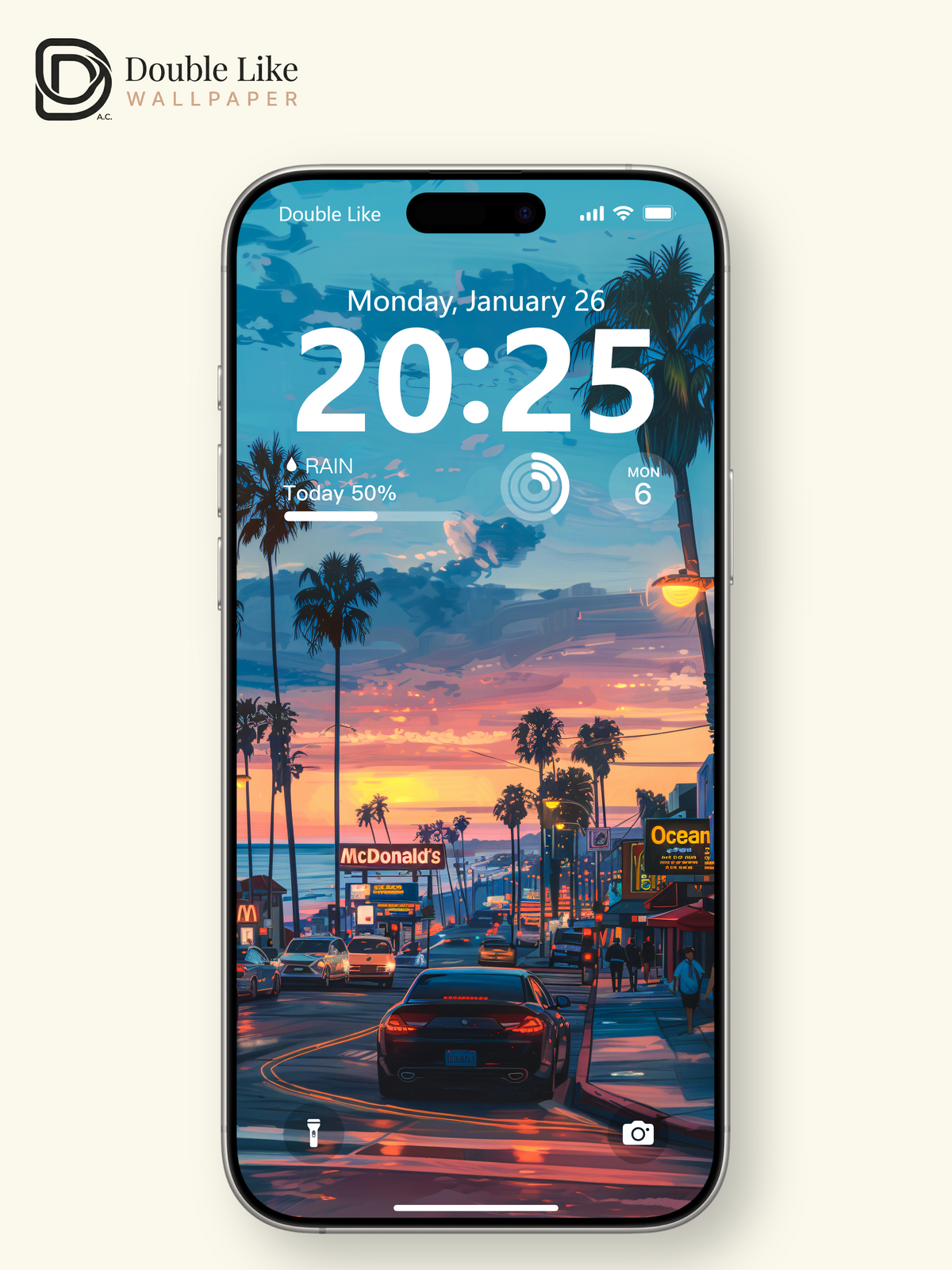 Retro Sunset Beach Boulevard Palm Trees Anime Aesthetic Wallpaper Pack [#WGF093]
