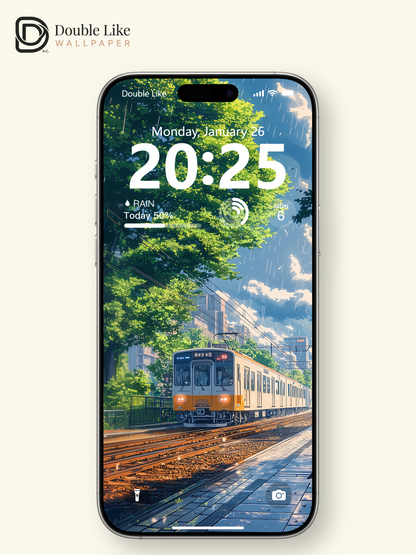 Rainy Summer Train Station Anime Aesthetic Wallpaper Pack [#WGF112]