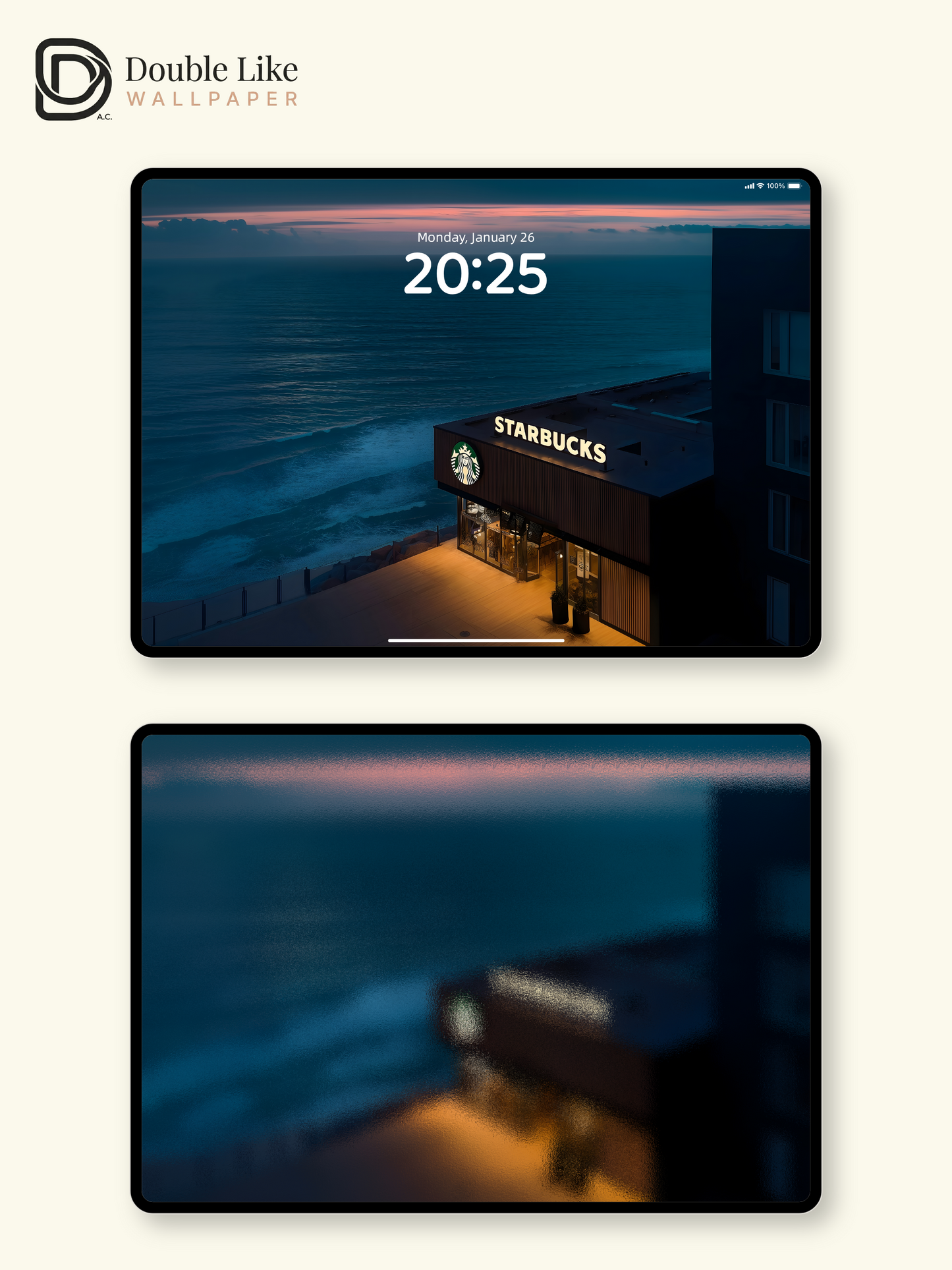 Cinematic Seaside Cafe Ocean Night Ambient Wallpaper Pack [#ZJYX0434]