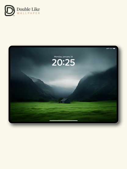 Lonely Cabin in Misty Mountains Dark Aesthetic Wallpaper Pack [#ZJY401]